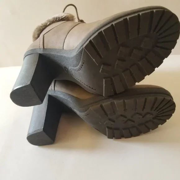 G by Guess Taupe Lace Up Faux Fur Heeled Boots w/ Zipper  size 9 - Picture 10 of 10